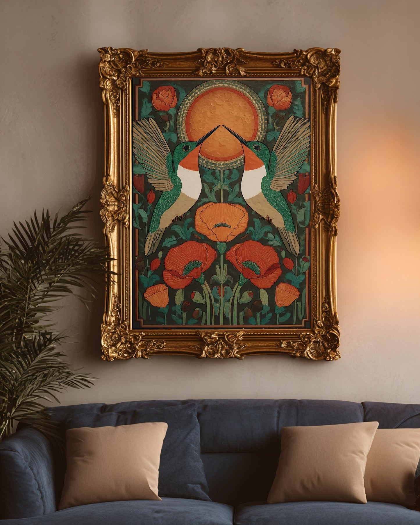 Hummingbird Folk Art Print (Poster, Canvas, Framed)