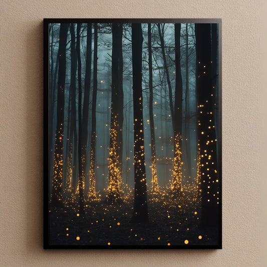 Firefly Forest Moody Glowing Woodland Wall Art