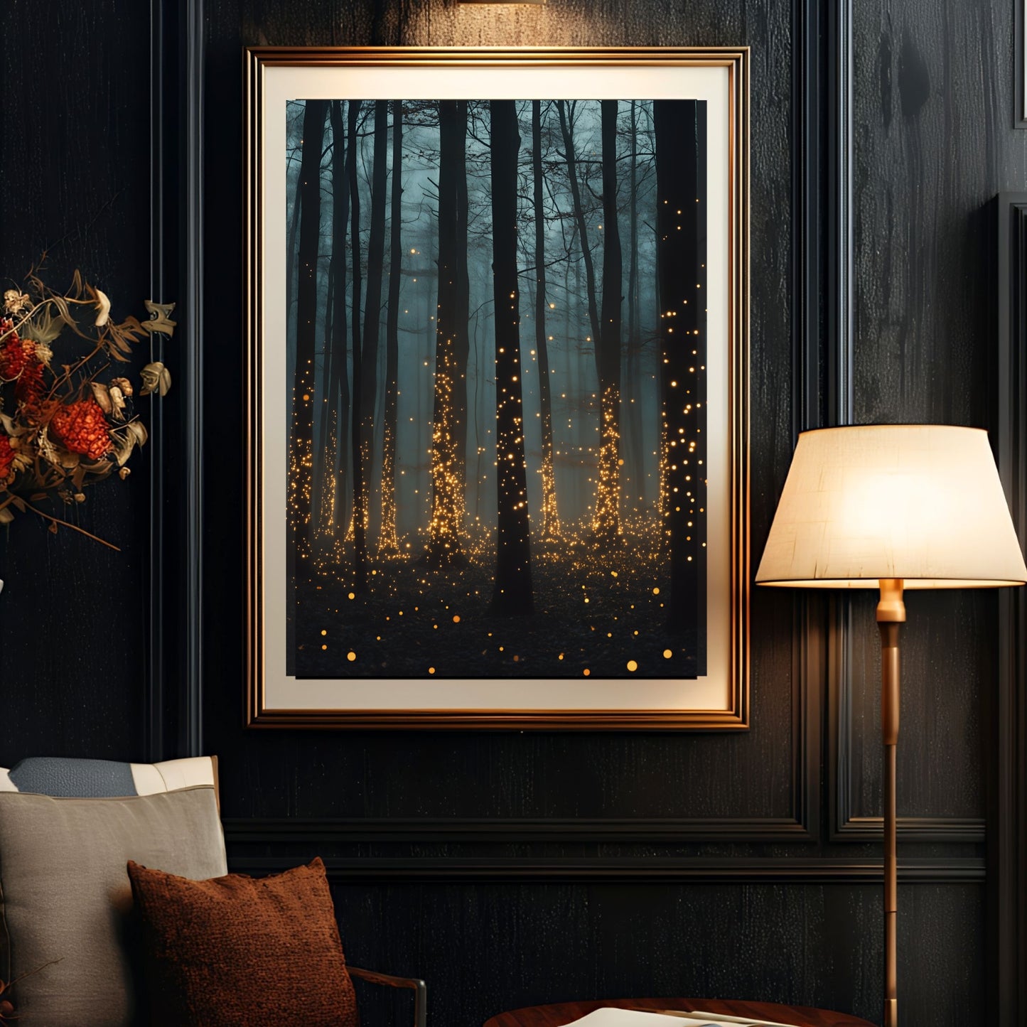 Firefly Forest Moody Glowing Woodland Wall Art