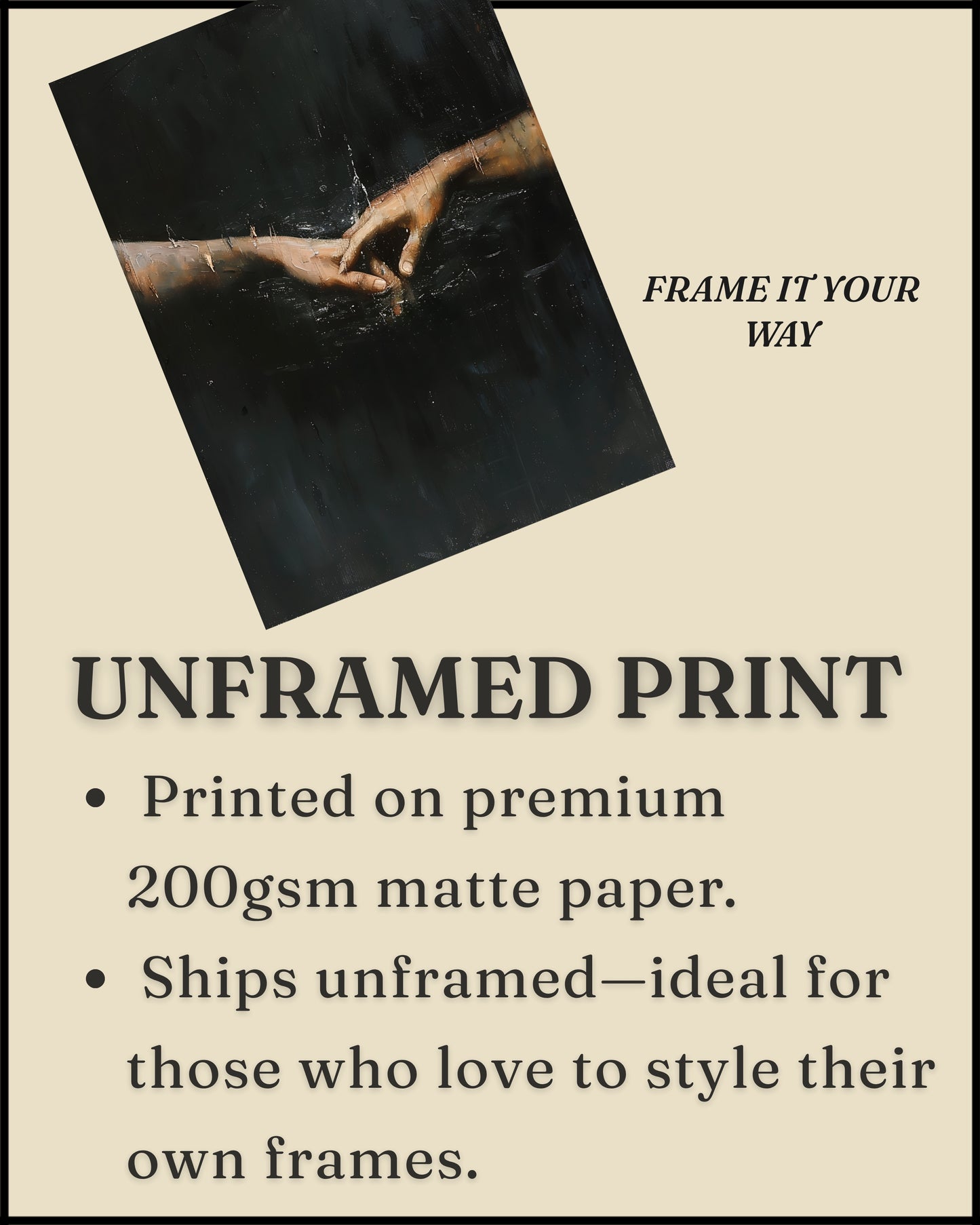 Gothic Canvas Print Reaching Hands Wall Art Moody Minimalist Touch Print (Poster, Canvas, Framed)
