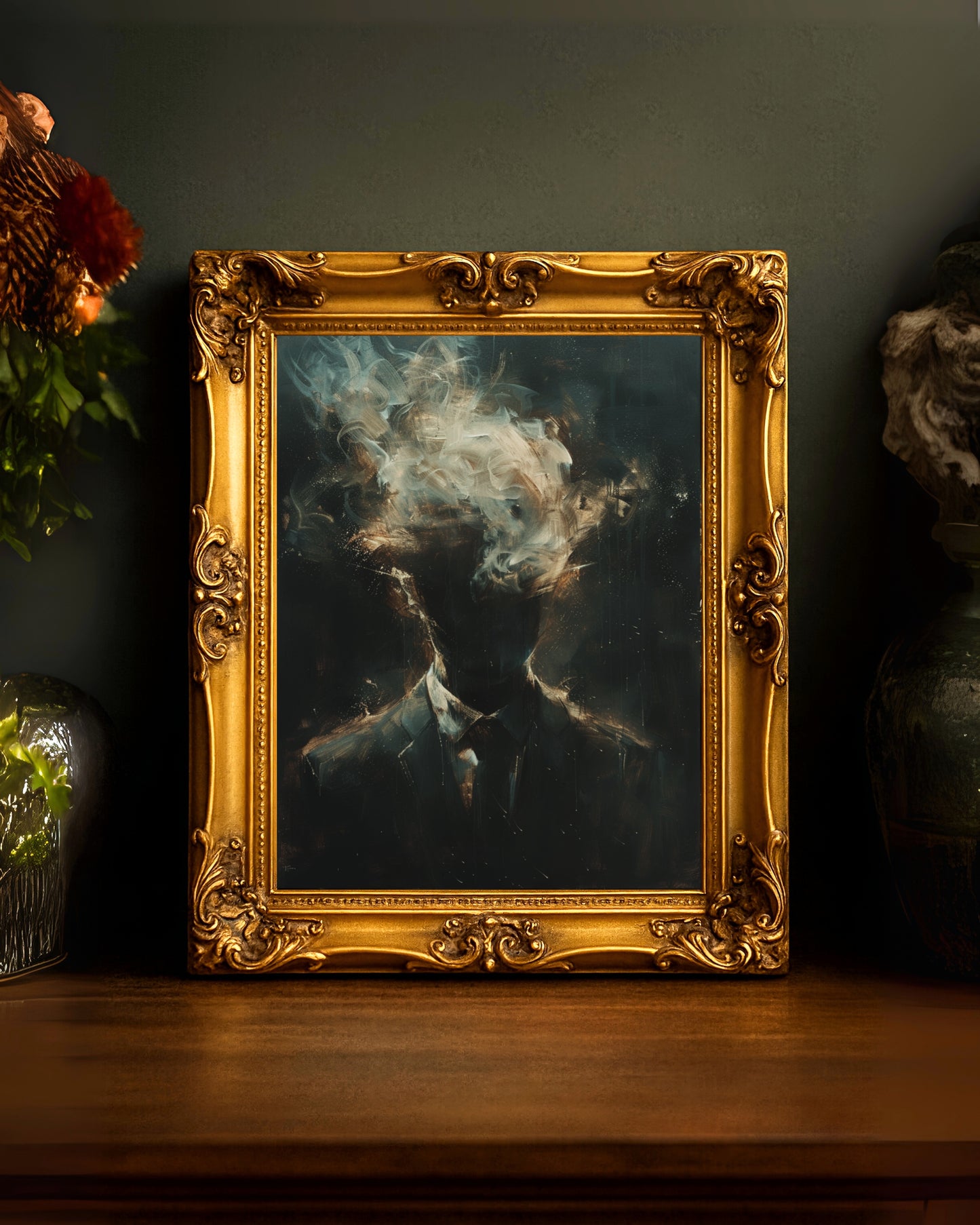 Moody Smoky Head Portrait Wall Art Print