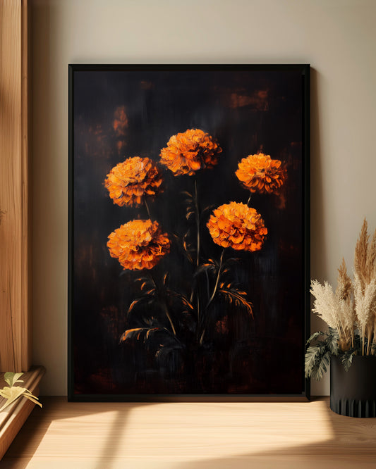 Marigold Floral Cottagecore Wall Art Print