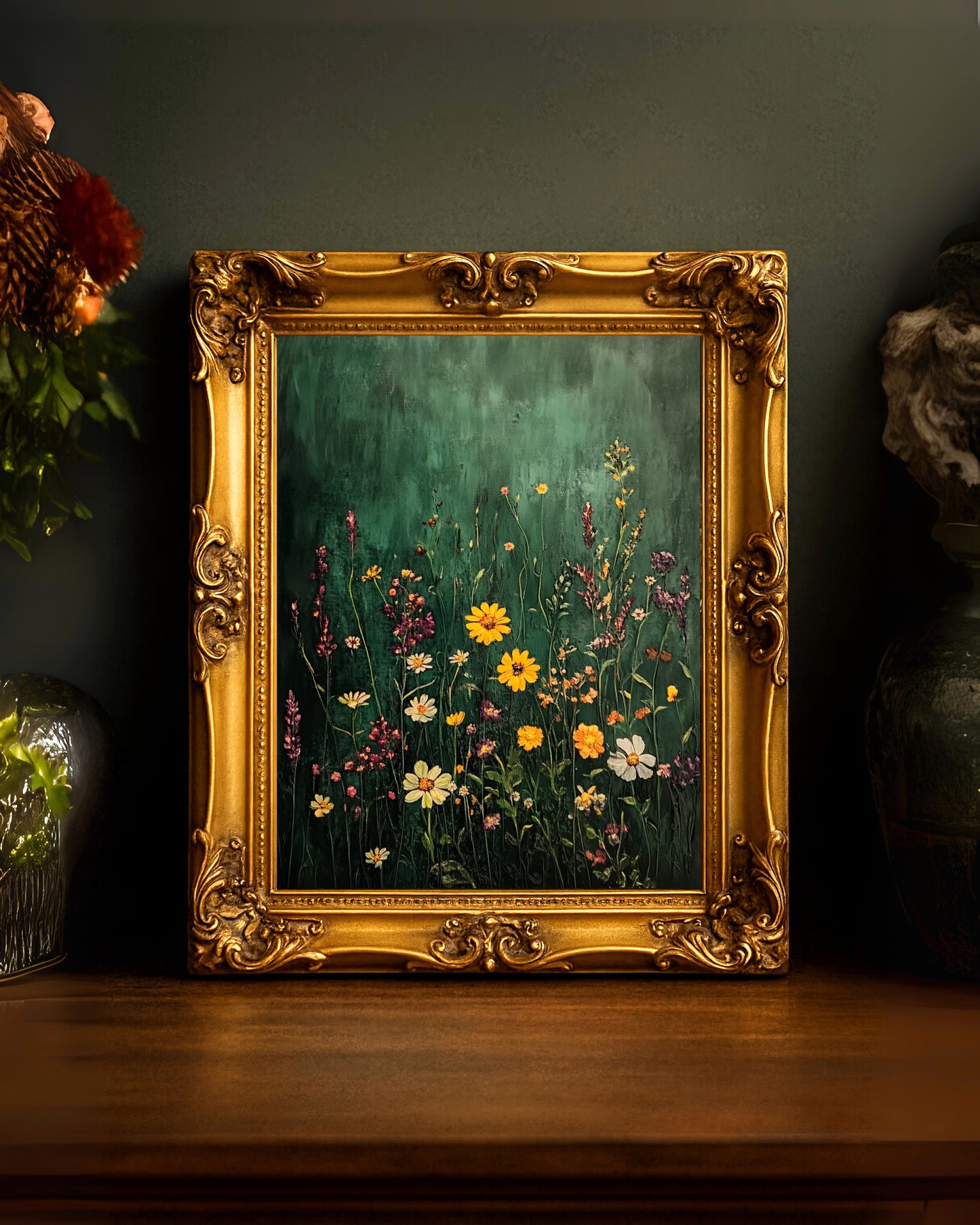 Moody Wildflower Floral Wall Art (Poster, Canvas, Framed)