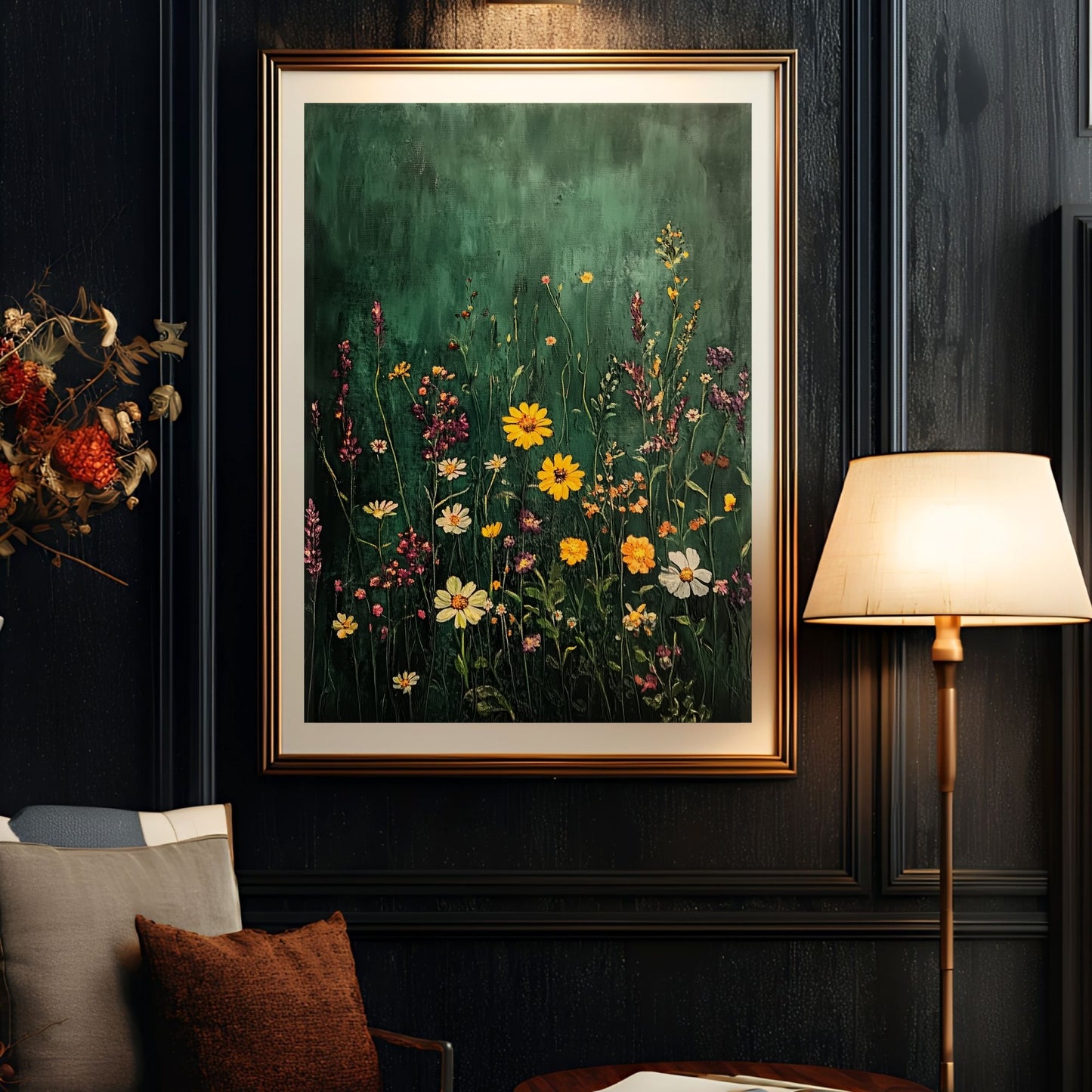 Moody Wildflower Floral Wall Art Print