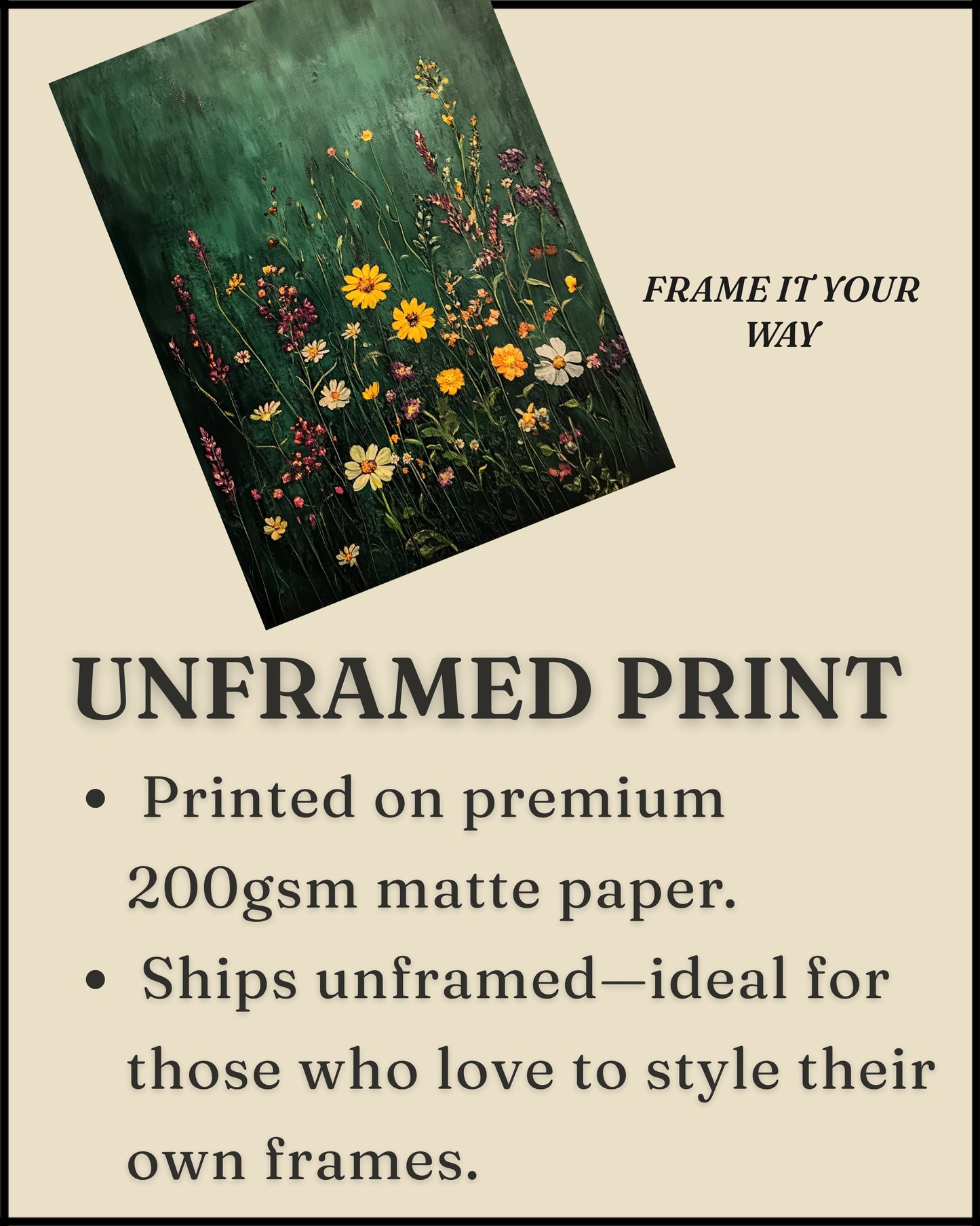 Moody Wildflower Floral Wall Art (Poster, Canvas, Framed)
