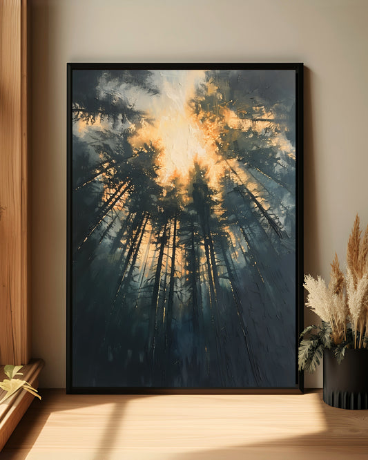 Sunlight Through Forest Wall Art Print