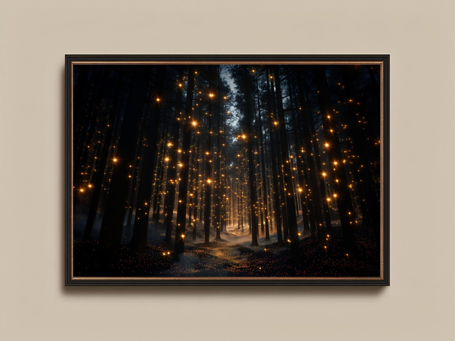 Enchanted Forest Wall Art Firefly Light Print, Mystical Woodland Decor, Magical Night Forest Poster, Fantasy Nature Artwork moody dark maximalist wall art – Sunrise Art Creations
