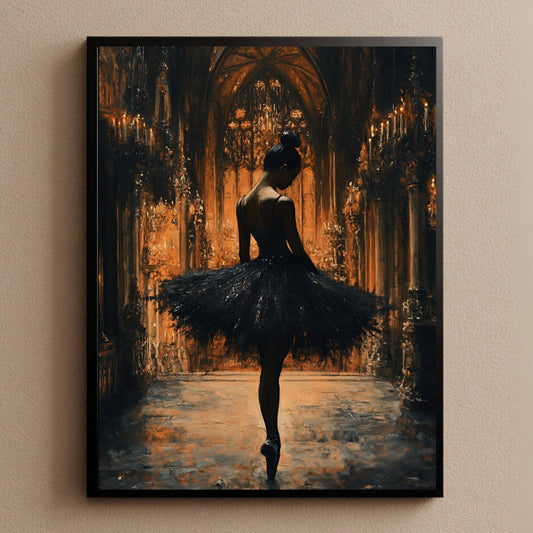 Dark Vintage Ballerina Wall Art Print