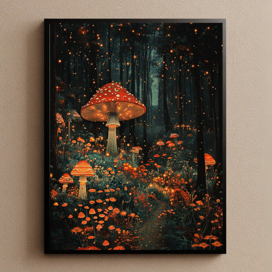 Mushroom Dark Enchanted Forest Wall Art Print