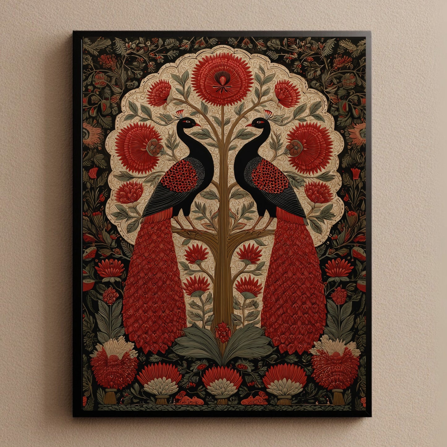 Magical Wall Art with Fireflies Forest Print