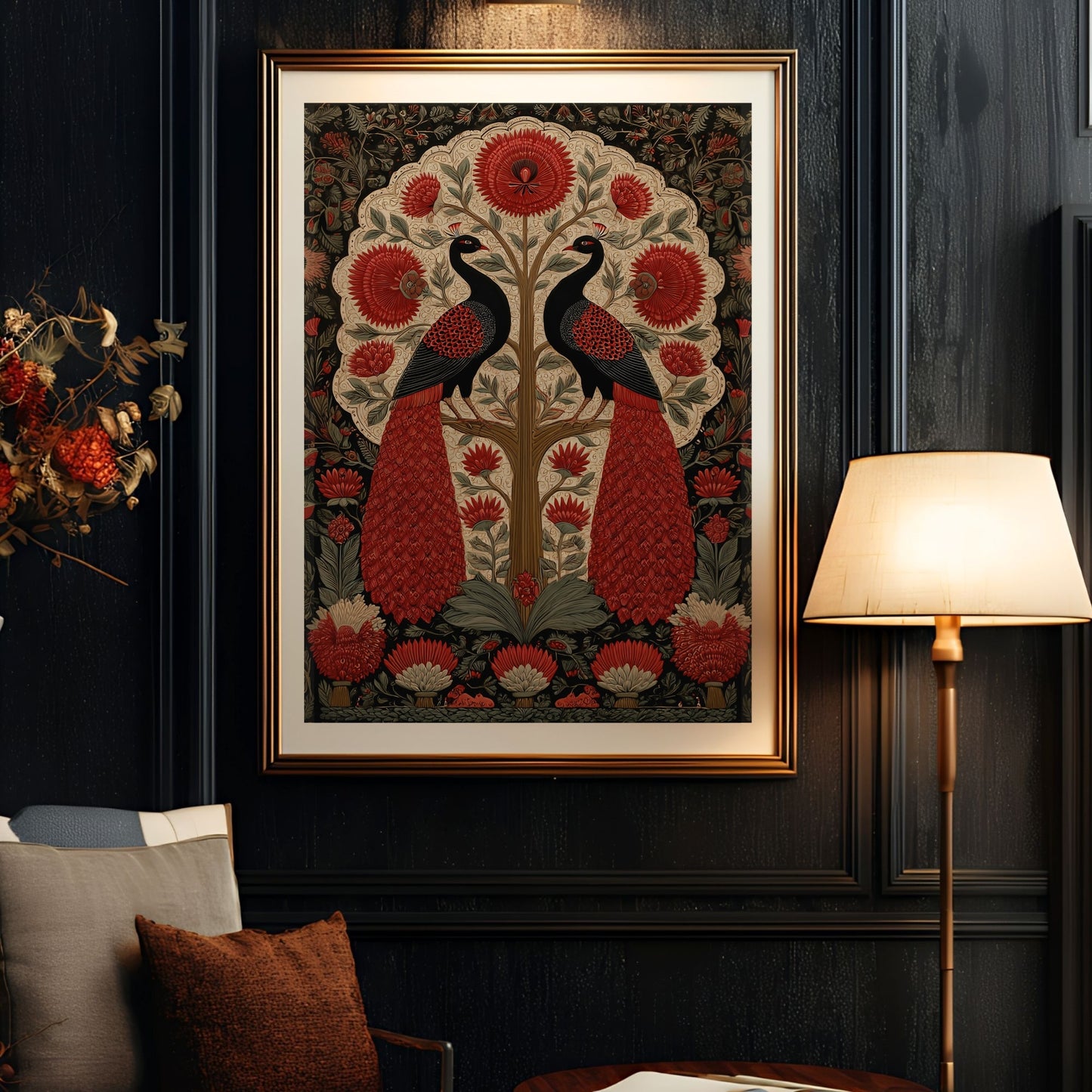 Magical Wall Art with Fireflies Forest Print