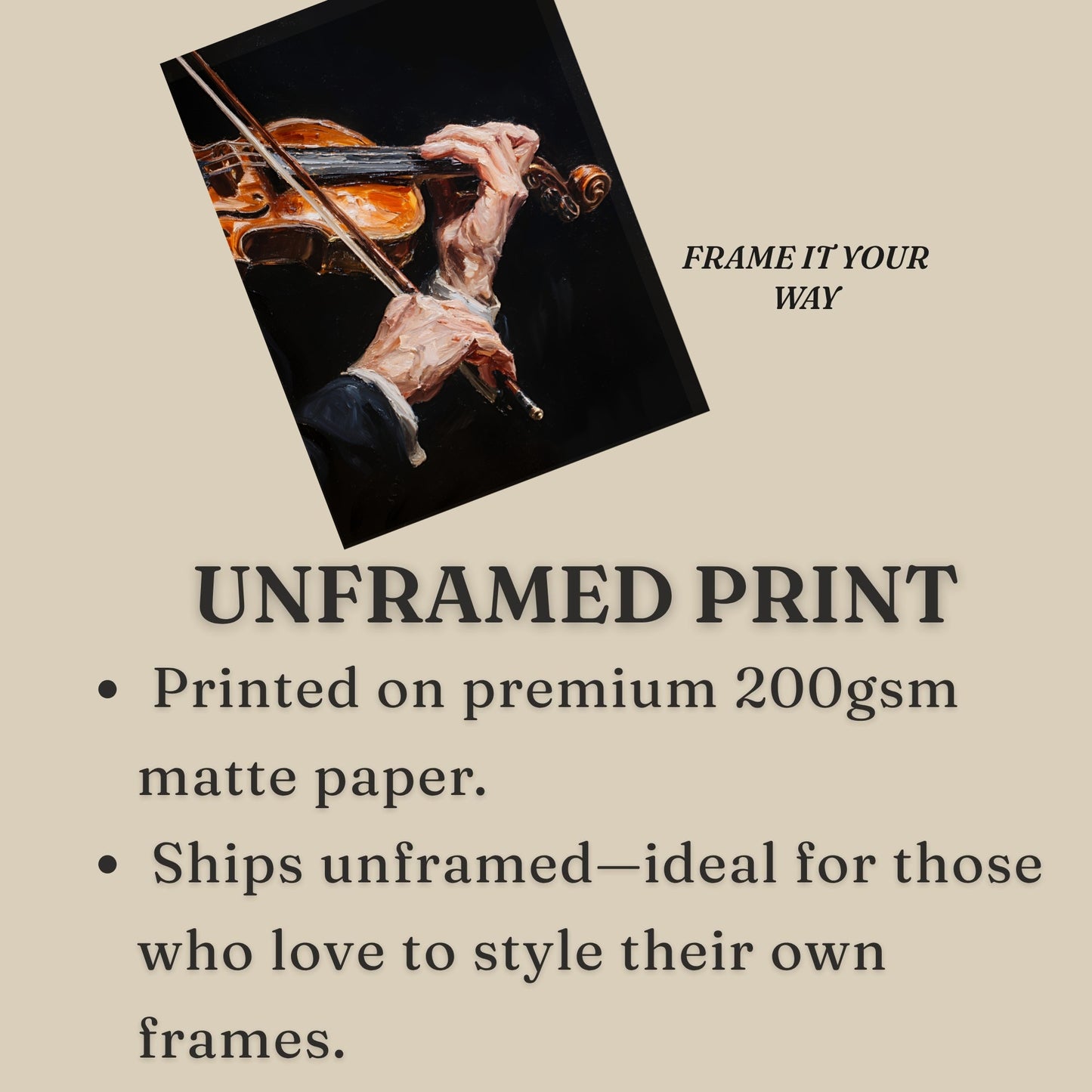Moody Musician Poster Violin Wall Art Print
