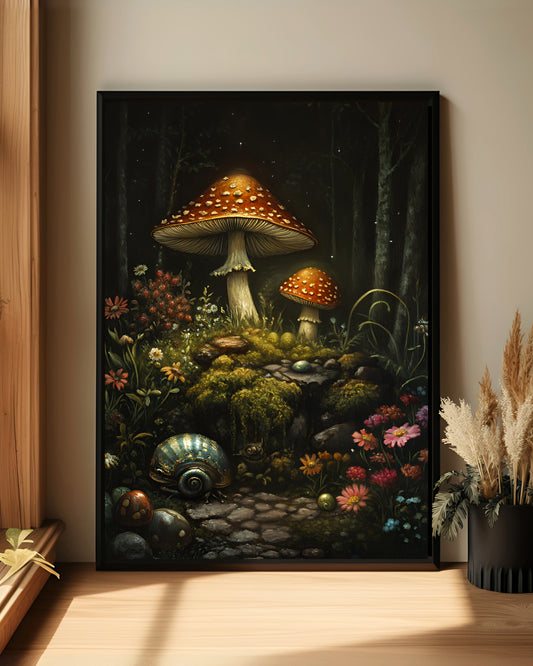Mushroom Wall Art Dark Cottagecore Wall Art Print