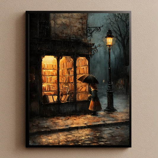 Cozy Bookstore Wall Art Print