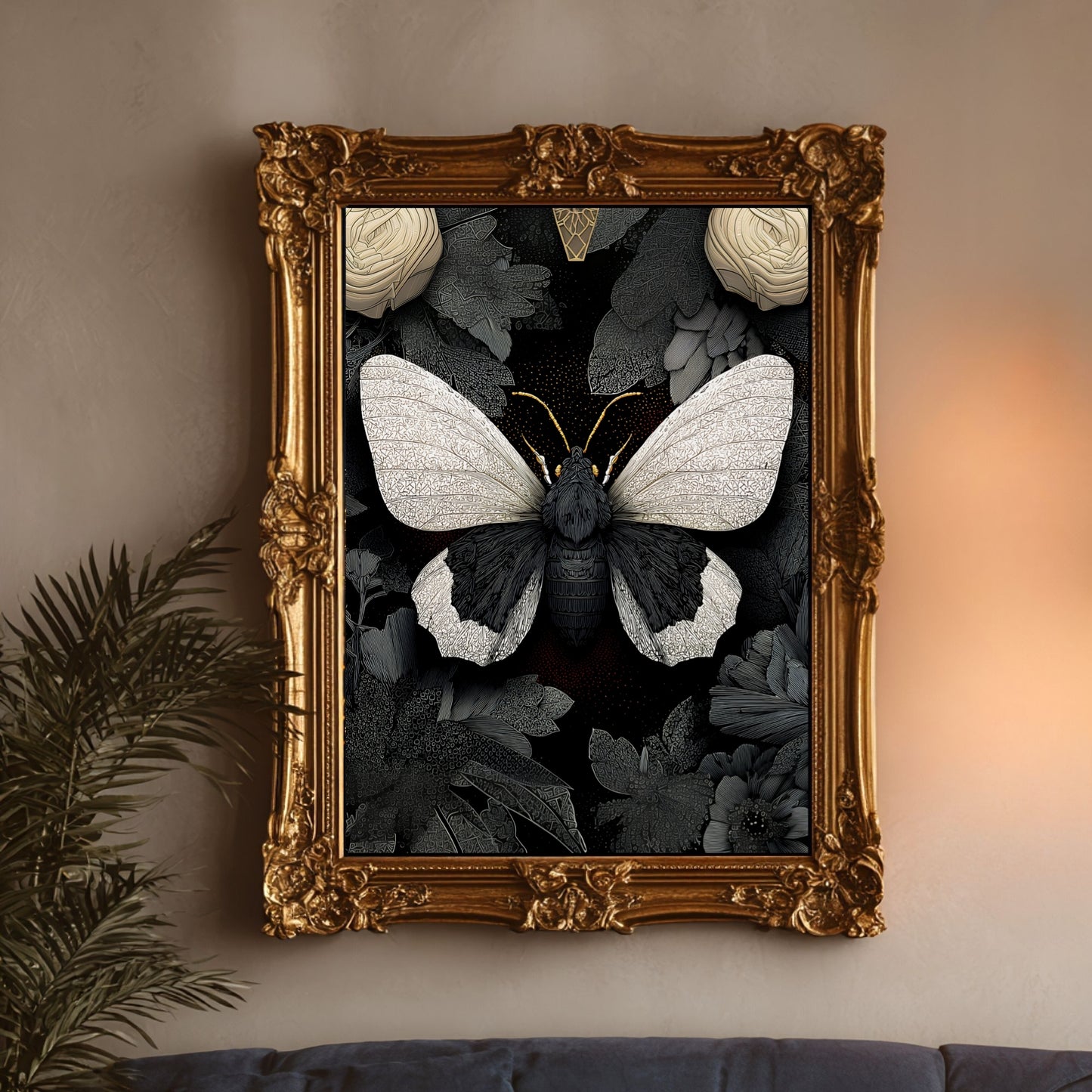 Black and White Moth Wall Art  Butterfly Print
