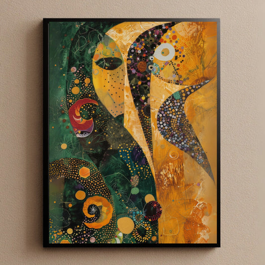 Mid-Century Modern Wall Art, Quirky Decor, Framed Canvas Print