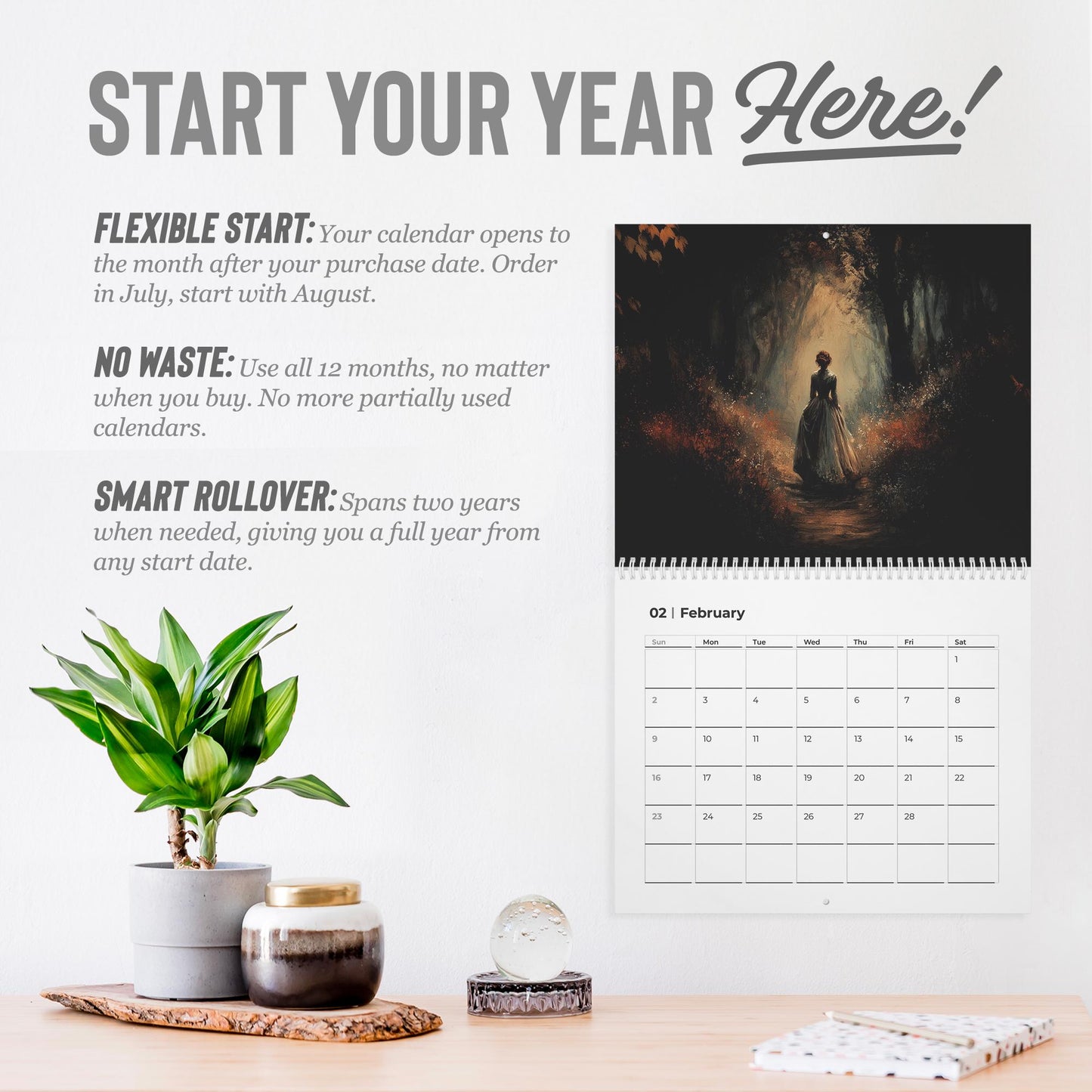 Dark Feminine Calendar 2026, Christmas Gift for Best Friend