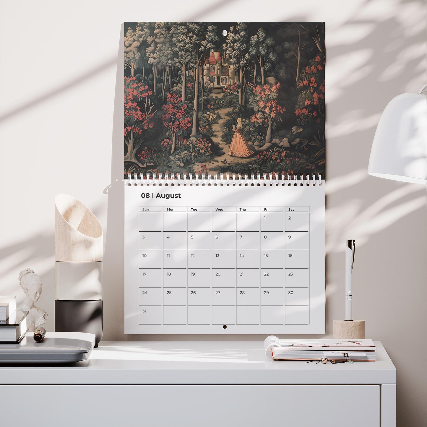 Dark Academia Calendar, Whimsigoth Fantasy Art Office Gift