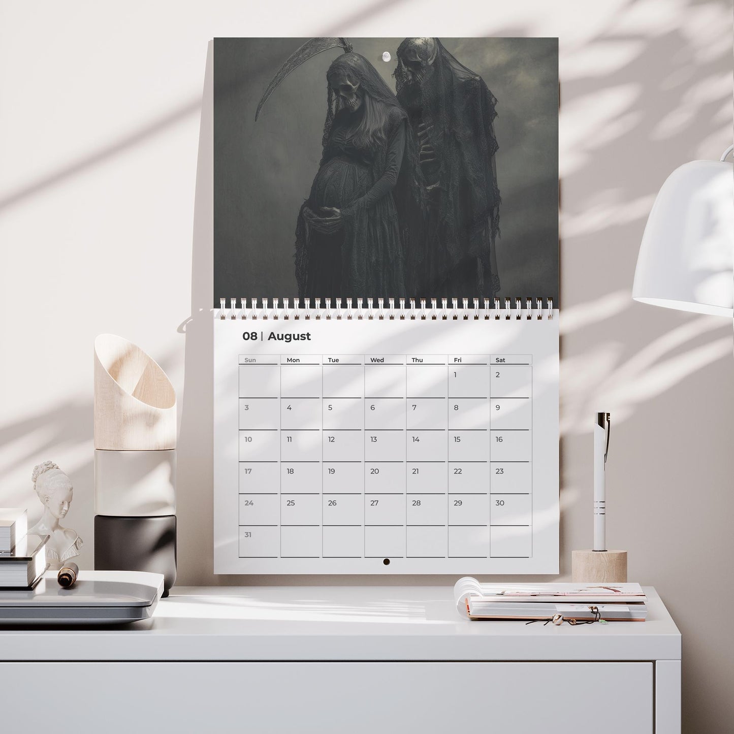 Gothic  Wall Calendar Dark Aesthetic Wall Calendar