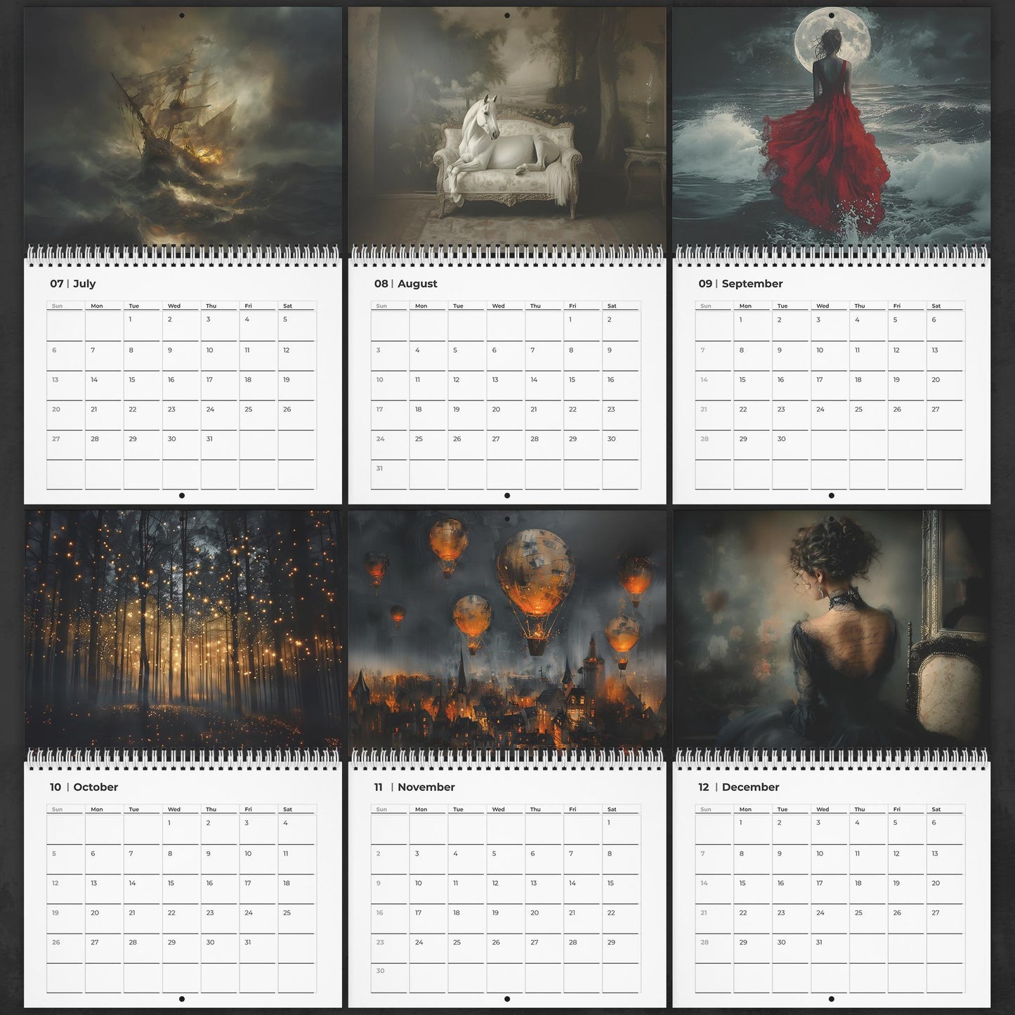 Moody Dark Academia Wall Calendar