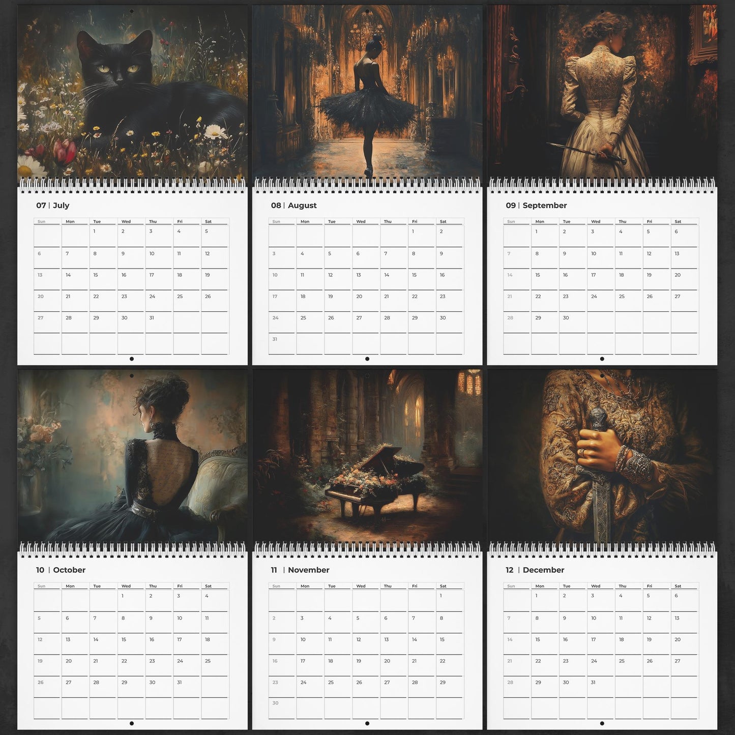 Moody Victorian Calendar 2026 – Dark Aesthetic Wall Calendar