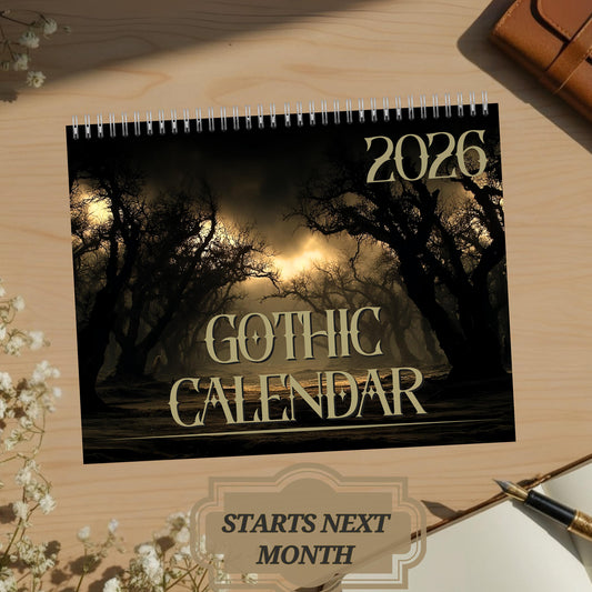 Gothic  Wall Calendar Dark Aesthetic Wall Calendar