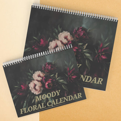Moody Floral Wall Art Calendar, Dark Academia Decor Office Gift,