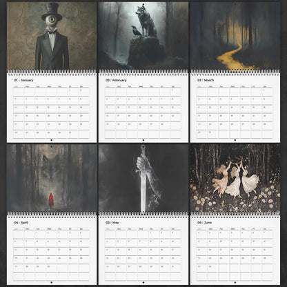 Dark Academia Calendar, Whimsigoth Fantasy Art Office Gift