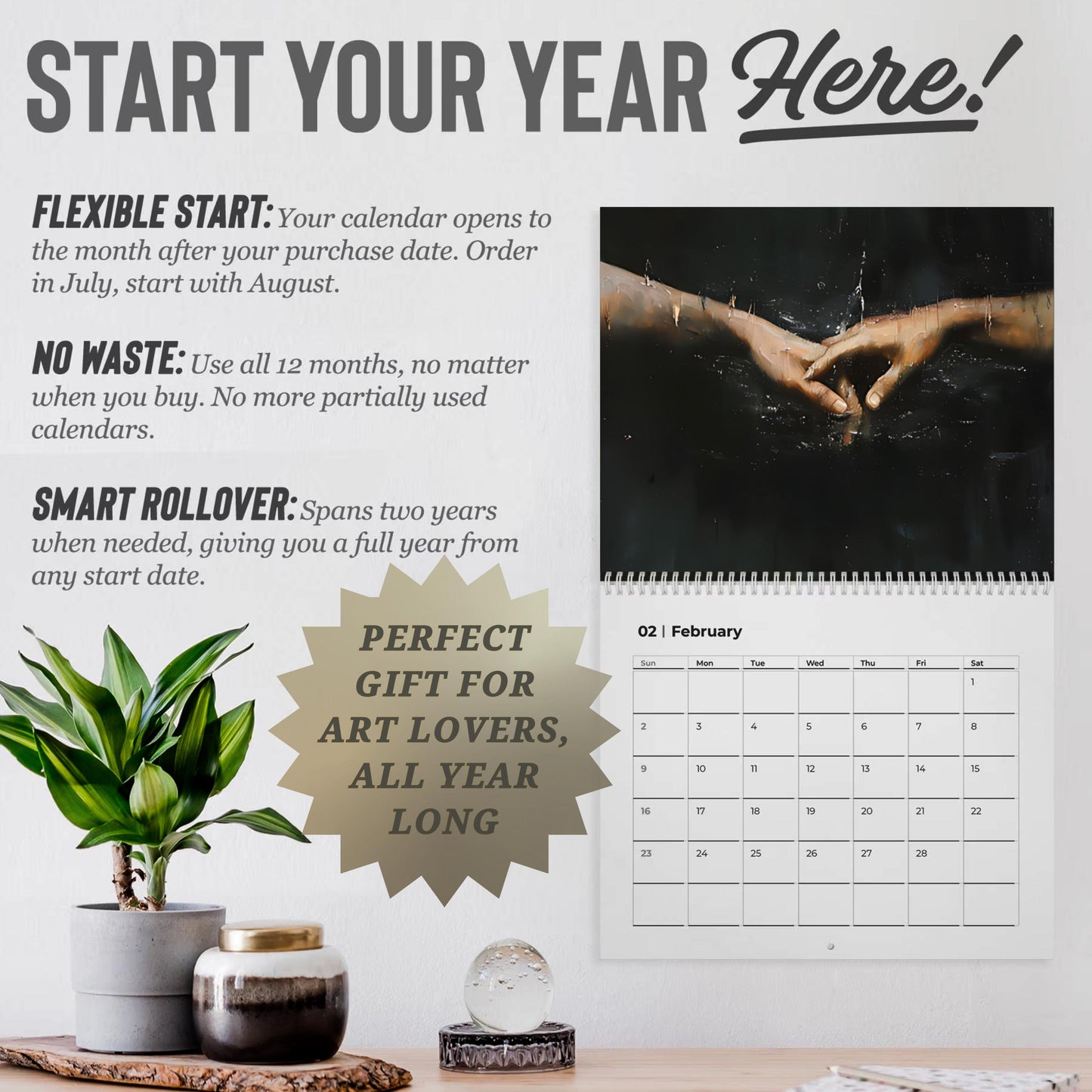 Dark Academia Calendar, Whimsigoth Fantasy Art Office Gift