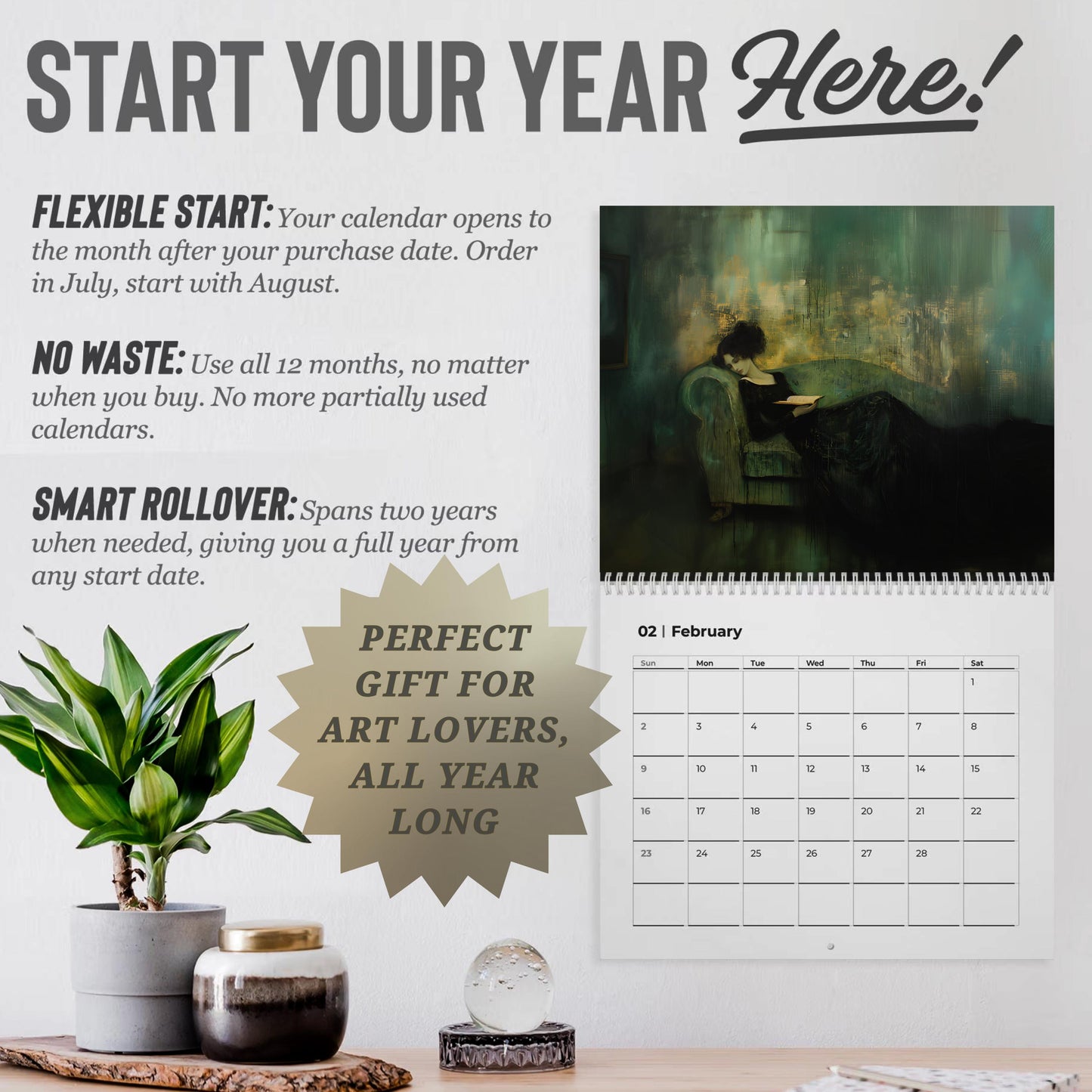 Moody Dark Academia Wall Calendar