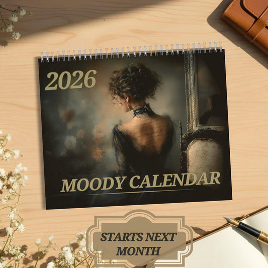 Moody Dark Academia Wall Calendar