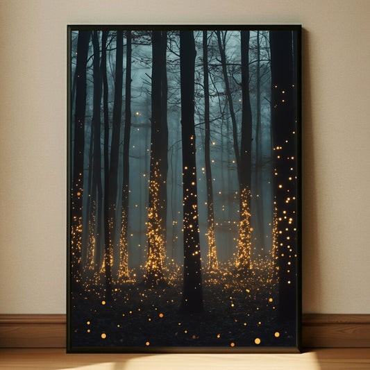 Firefly Forest Moody Glowing Woodland Wall Art