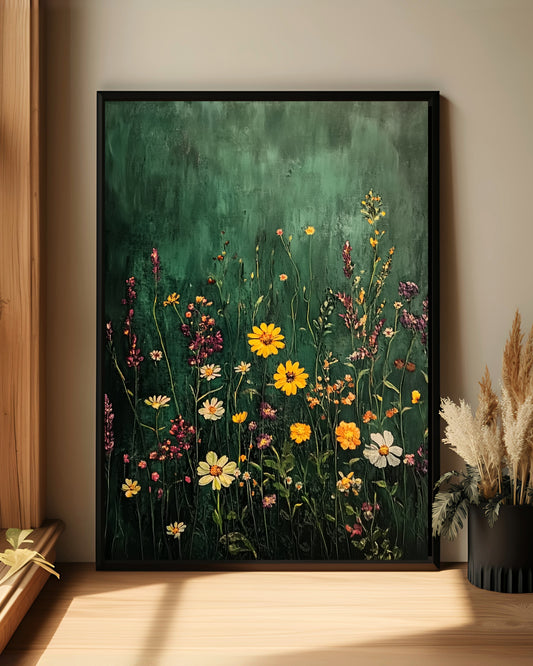 Moody Wildflower Floral Wall Art (Poster, Canvas, Framed)