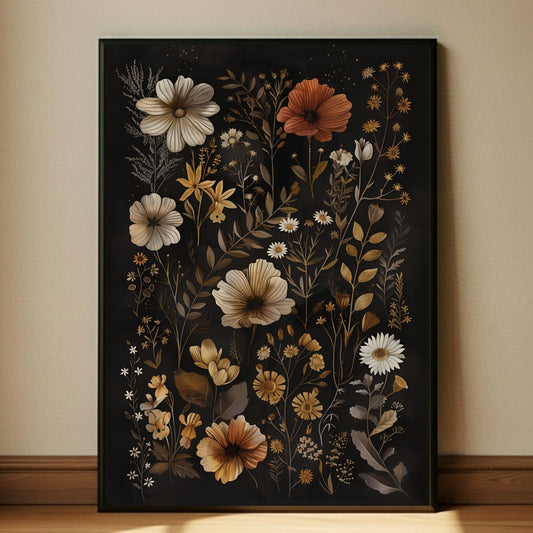 Dark Floral Moody Flower Wall Art Print