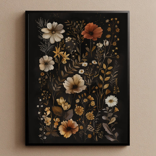 Dark Floral Moody Flower Wall Art Print