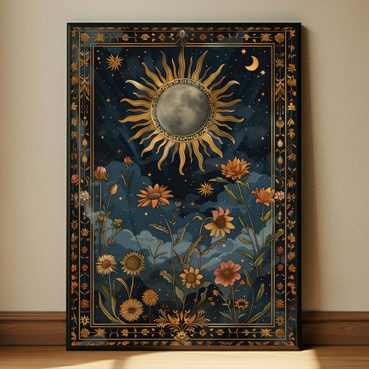 Celestial Sun and Wildflower Wall Art