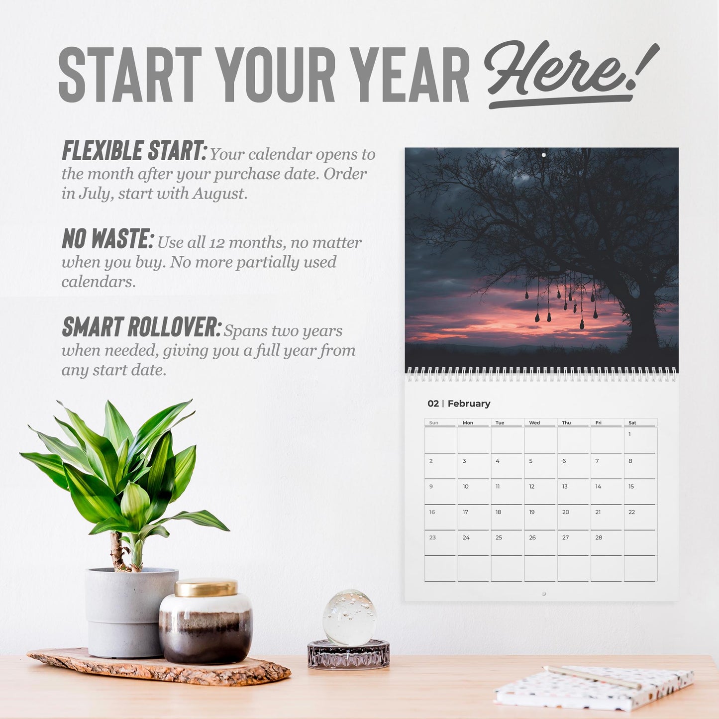 Gothic  Wall Calendar Dark Aesthetic Wall Calendar