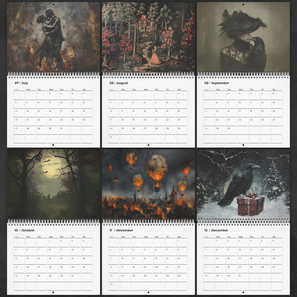 Dark Academia Calendar, Whimsigoth Fantasy Art Office Gift