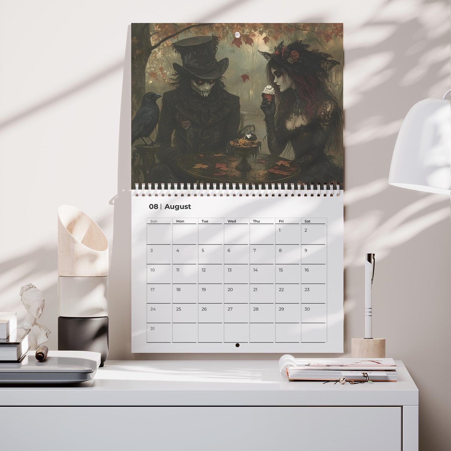 Eerie Victorian Gothic Calendar Dark Art Monthly Planner