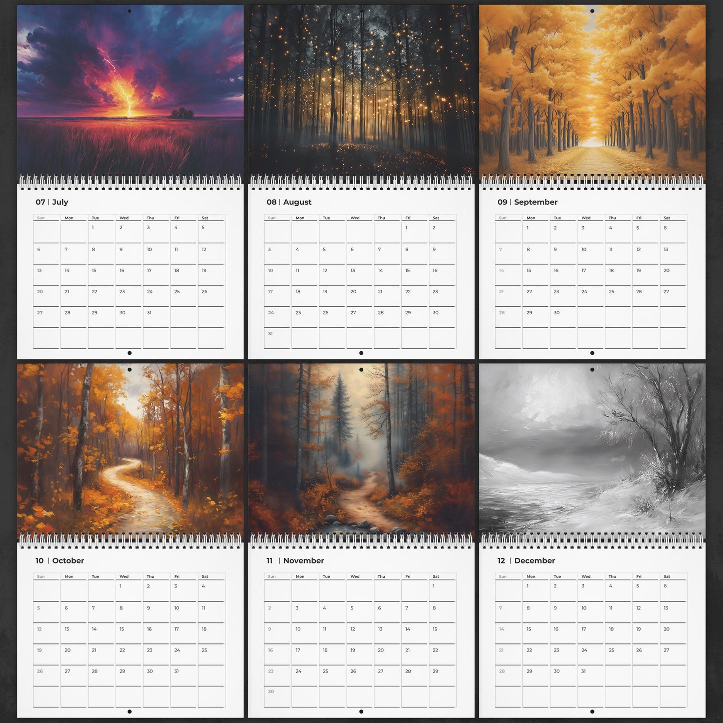 Nature Art Wall Calendar Botanical Home Decor