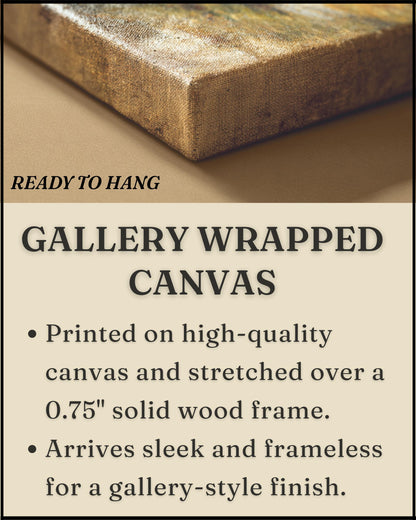 Asian Inspired Canvas - Mountain Landscape Art | Dramatic Red Gold Wall Print