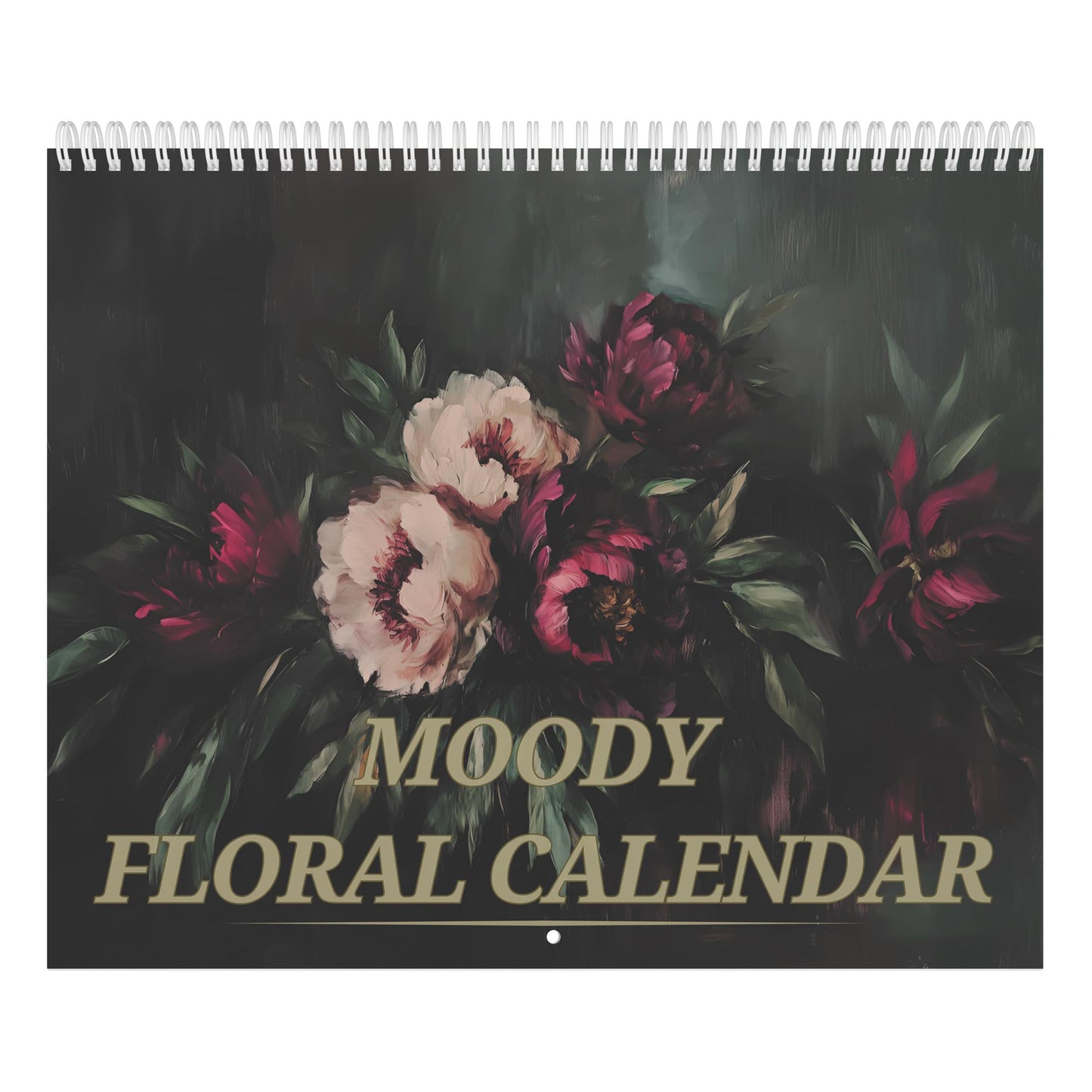 Moody Floral Wall Art Calendar, Dark Academia Decor Office Gift,