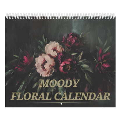 Moody Floral Wall Art Calendar, Dark Academia Decor Office Gift,
