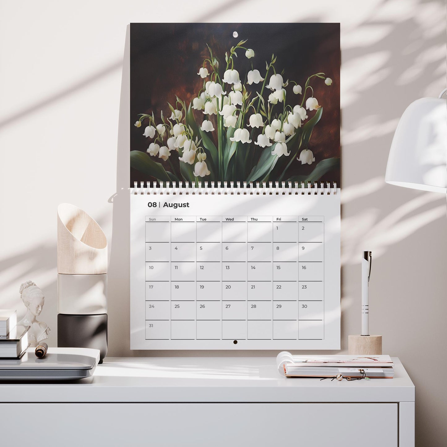 Moody Floral Wall Art Calendar, Dark Academia Decor Office Gift,