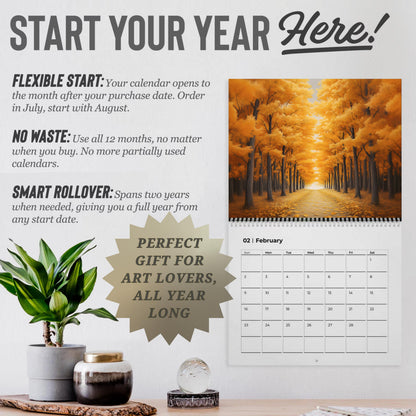 Nature Art Wall Calendar Botanical Home Decor
