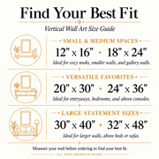 Vertical canvas wall art size guide comparing available dimensions