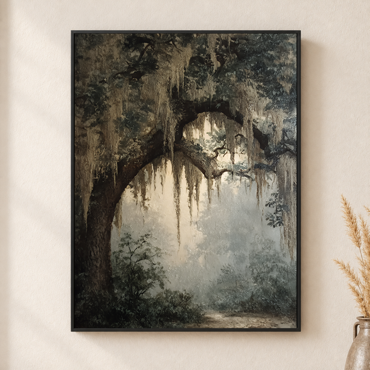 Enchanted Forest Canvas Wall Art – Mossy Tree Archway