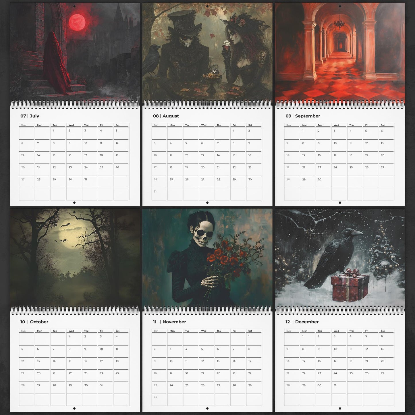 Eerie Victorian Gothic Calendar Dark Art Monthly Planner