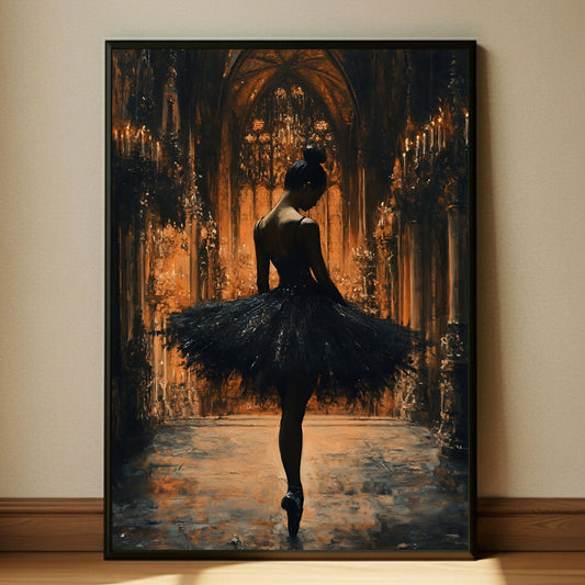Dark Vintage Ballerina Wall Art Print