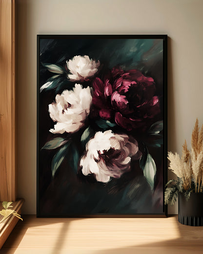 Dark Floral Moody Wall Art Print